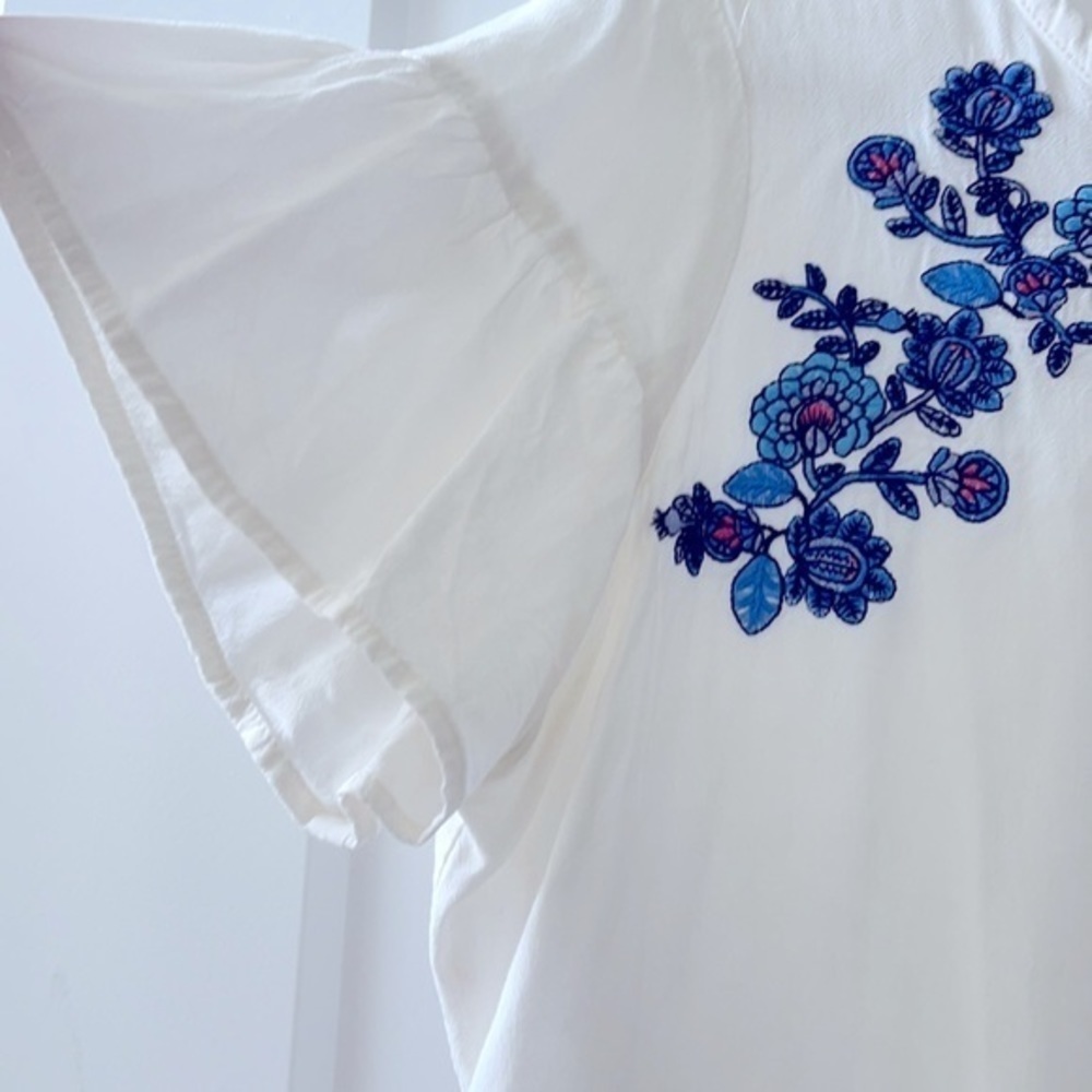 Loft Floral Embroidered Ruffle Cuff Top - Picture 8 of 8
